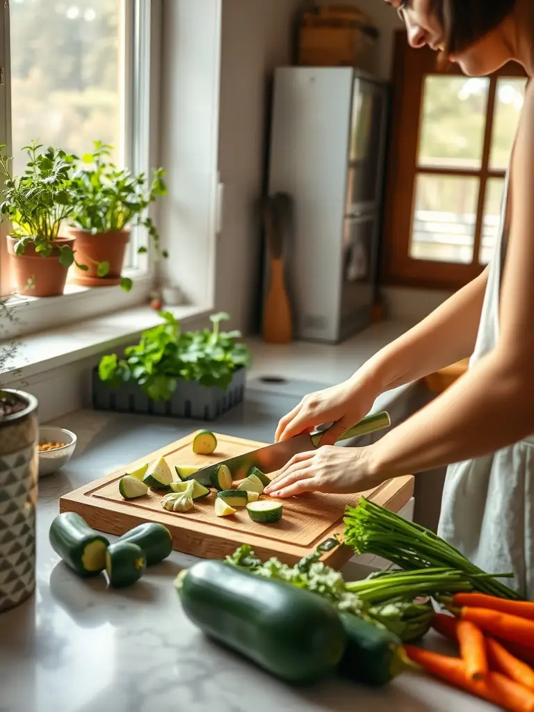 An appealing image of a Fitt With You client preparing a healthy and delicious recipe from their personalized nutrition plan, emphasizing ease of preparation and enjoyment of the meal.
